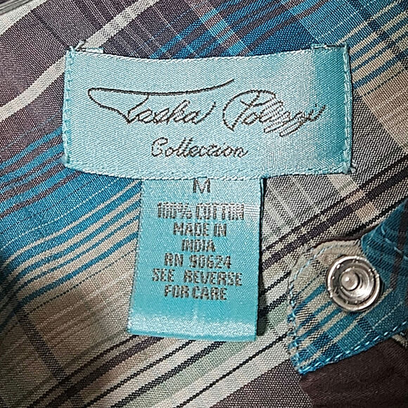 Tasha‎ Polizzi Collection Plaid Tunic Top Women M Multicolor Cotton Boho Western - Picture 7 of 9